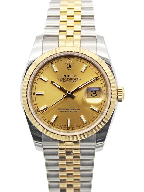 Rolex Datejust 36mm in Steel with Yellow Gold Fluted Bezel